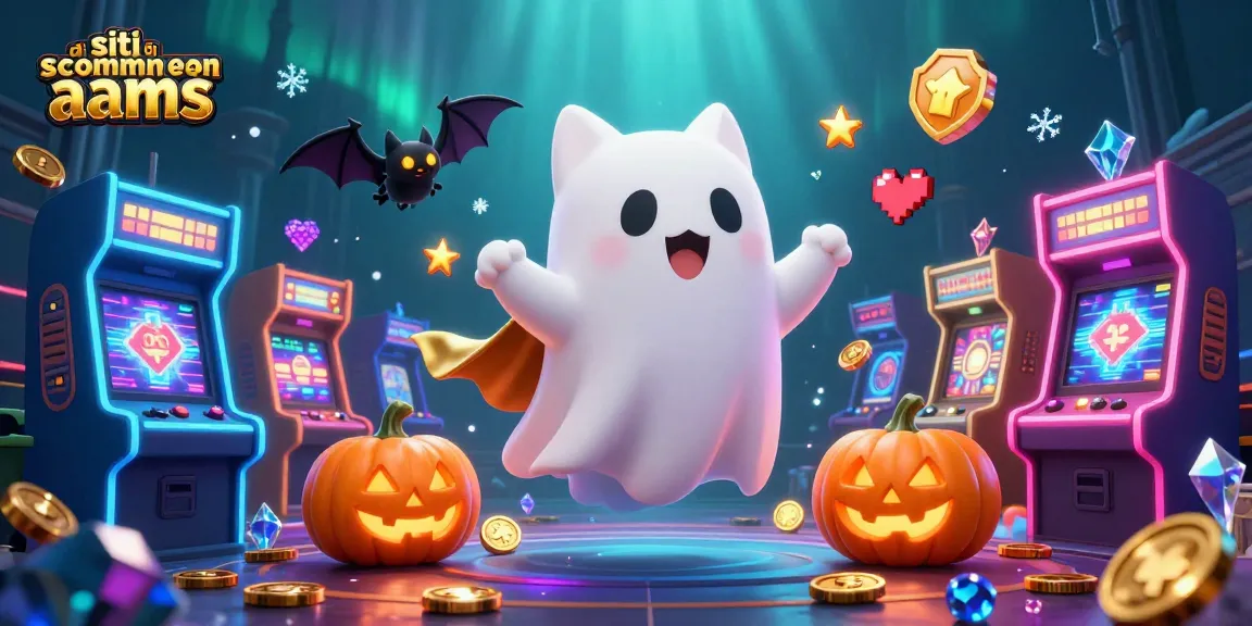 Visualizza divertenti giochi su siti di scommesse non AAMS con un gatto fantasma e un pipistrello.