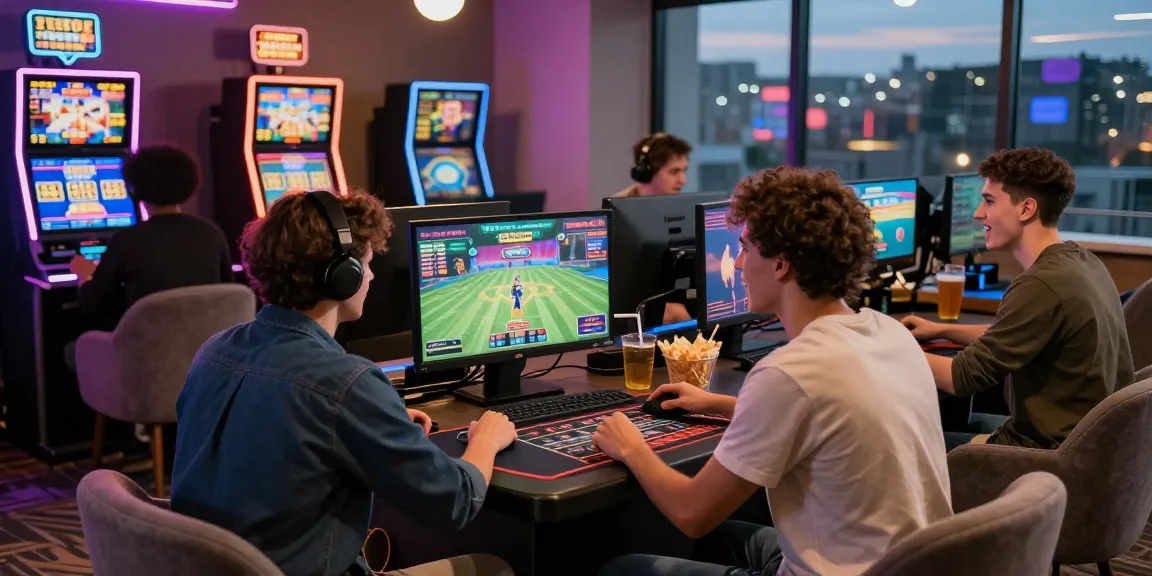 Engaged players enjoying the raja328 masuk gaming platform in an inviting lounge.