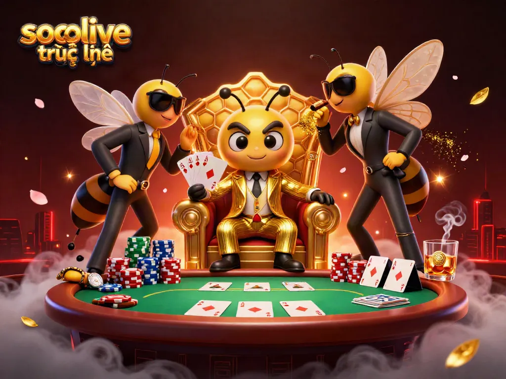 Engage with socolive trực tuyến as cartoon characters dominate a lively gambling hall scene.