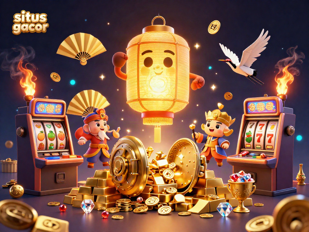 Engaging gameplay in situs slot gacor enhanced by vibrant slot reels and golden treasures.
