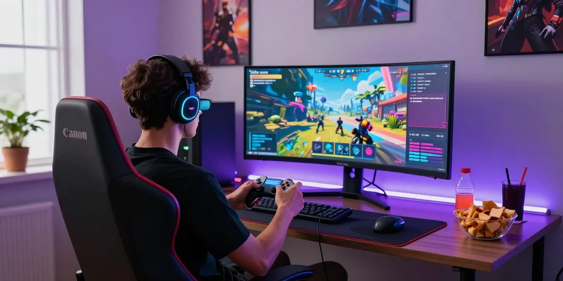 Immersive gaming experience with pakde4d, featuring a player in a high-tech setup.