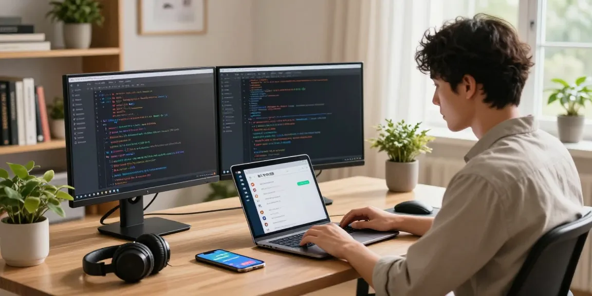 Person using 纸飞机中文版 app in a modern home office, showcasing a productive tech environment.