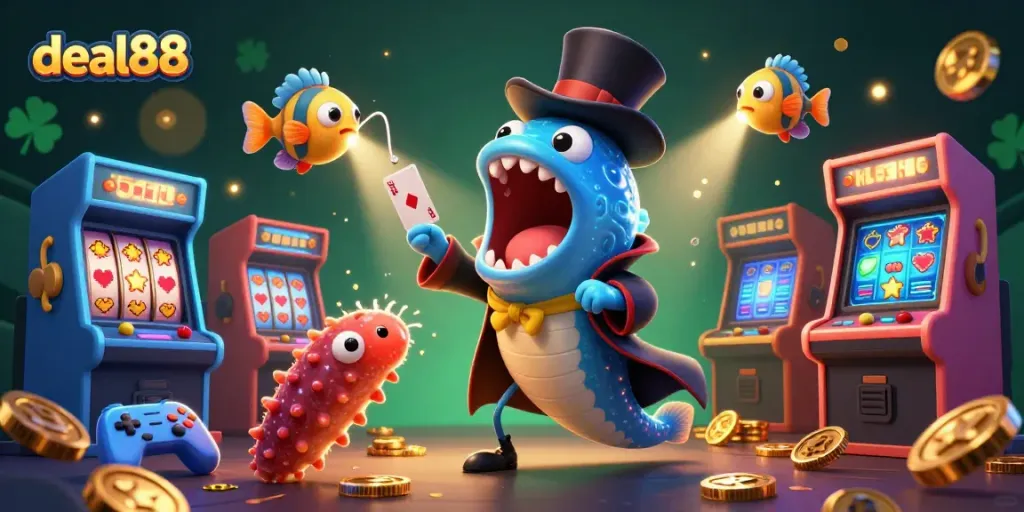 Engage in thrilling slots at deal88 with vibrant casino elements and magic tricks