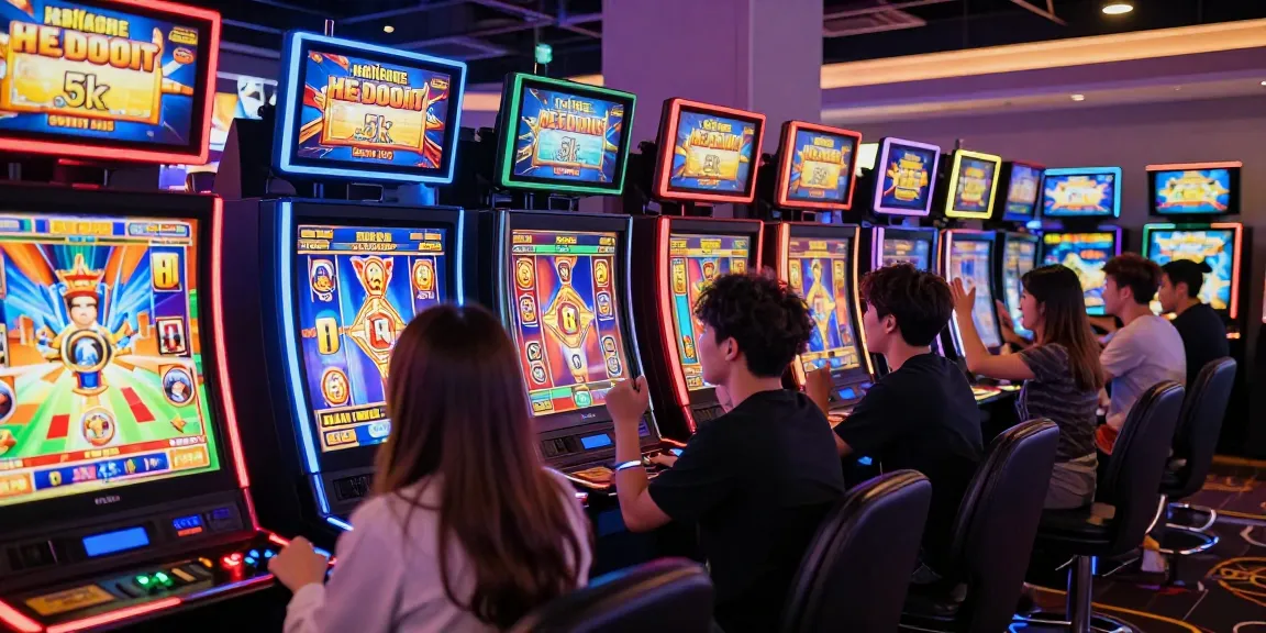 Exciting online gaming scene showcasing players enjoying slot deposit 5k games with colorful screens and vibrant ambiance.