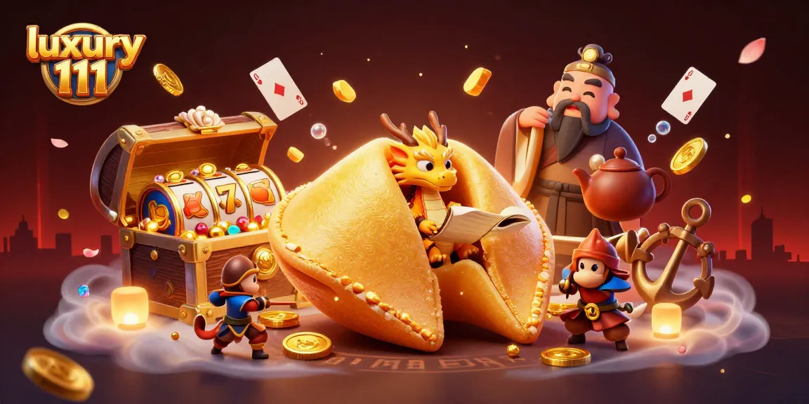 Experience luxury 111 with a vibrant illustration showcasing a winning casino atmosphere filled with treasures and excitement.